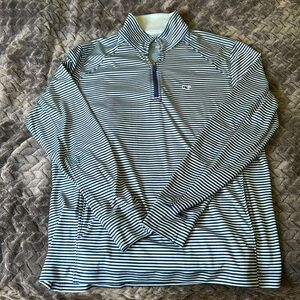 Vinyard Vines Performance Shirt Men's Long Sleeve Striped 1/4 Zip,L, NWOT
